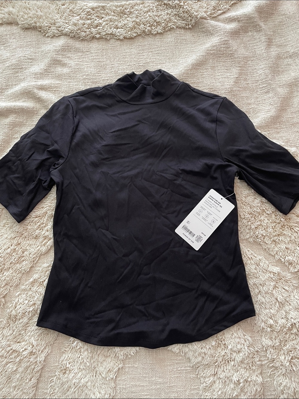 NWT ATHLETA signature rib elbow sleeve tee black size small women’s
